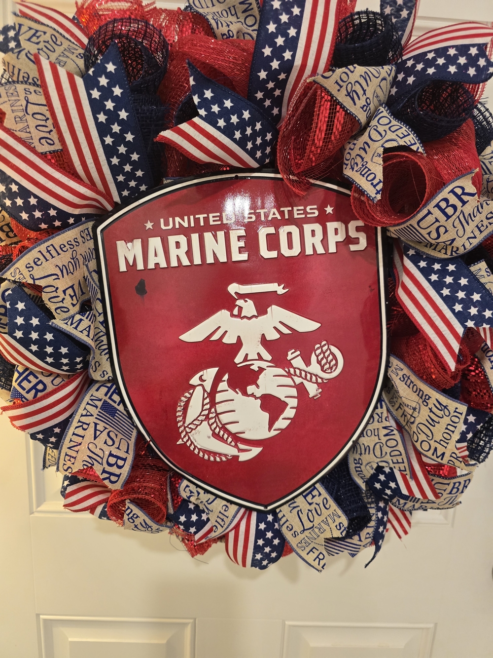 United States Marine Corps Patriotic Wreath - Red, White & Blue USMC